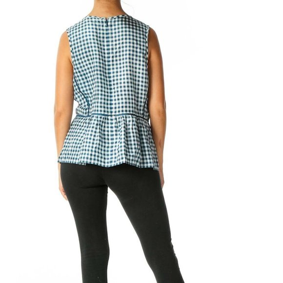 J.Crew Green Checkered Brunch Blouse - Picture 2 of 3